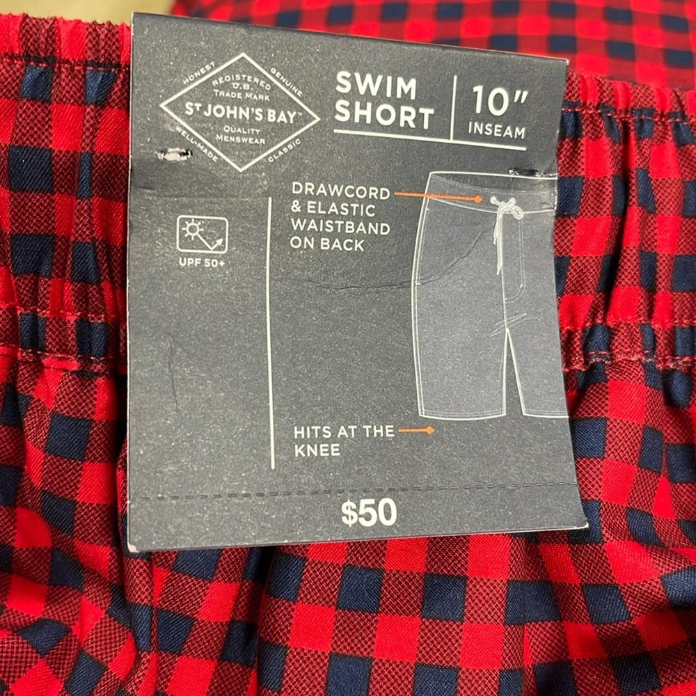 St John’s Bay Lined Plaid Swim Trunk Shorts NWT 3XL